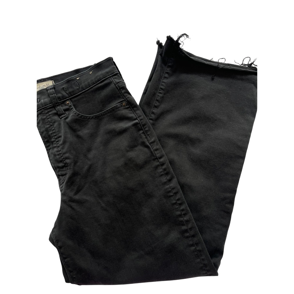 Madewell The Perfect Vintage Wide-Leg Jean Black Raw Hem High Rise Size 29